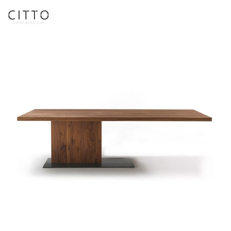 Dongguan Latest Designs Customized Luxury Tavolo Da Pranzo Walnut Wooden Rectangular Dining Table Set 6 Seater For Dining Room