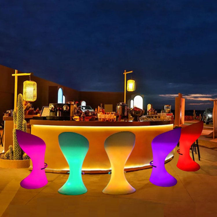 16 colors changing outdoor waterproof led illuminated bar stool bar furniture bar chair for event party club