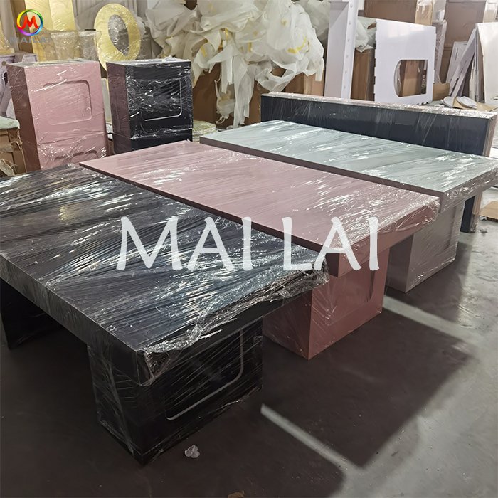 New Design Rectangle Acrylic Wedding Table White PVC Event Party Dining Table