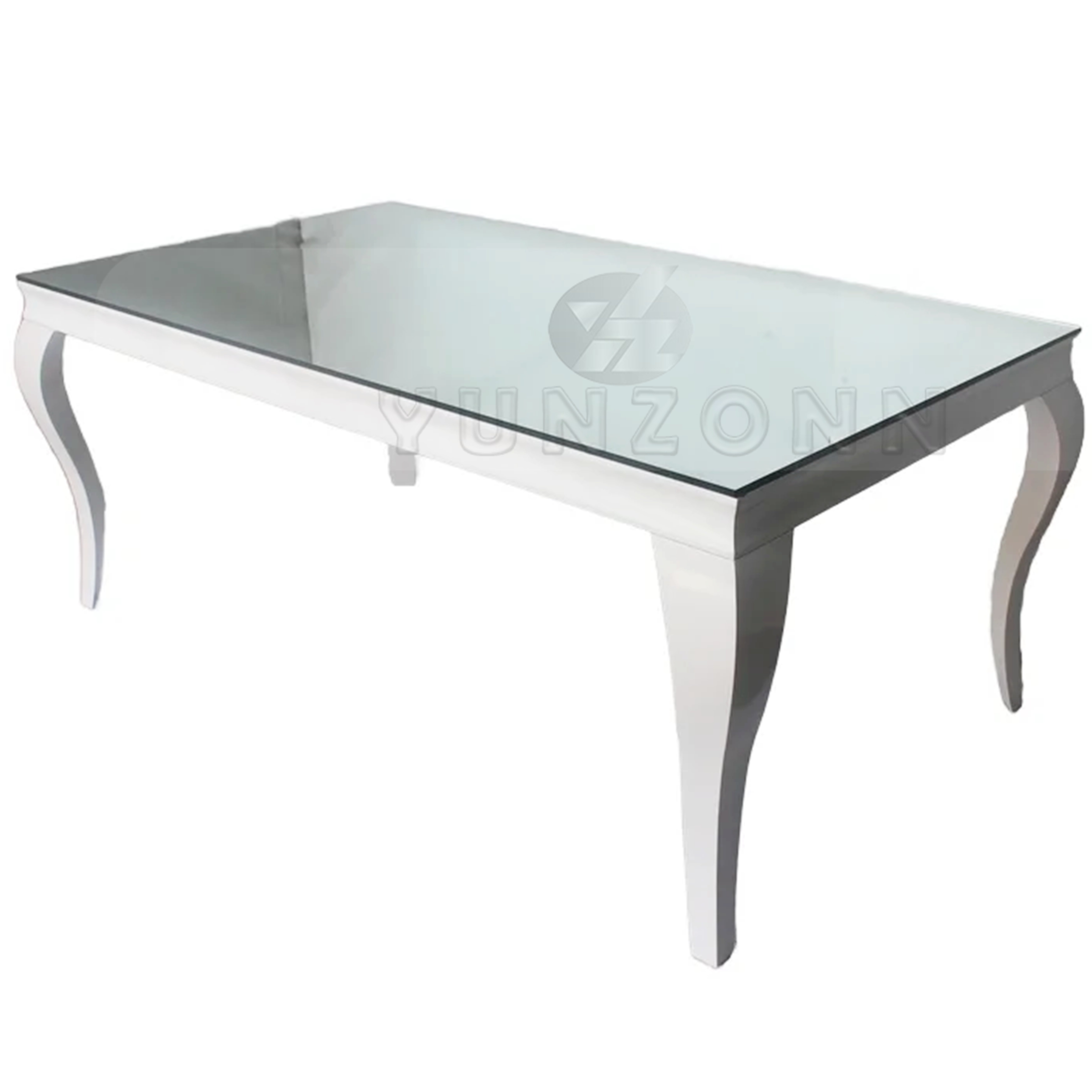Modern Luxury Stainless Steel Wedding Table Spray White Finish Shiny Mirror Dining Table Furniture Living Room Hall Event