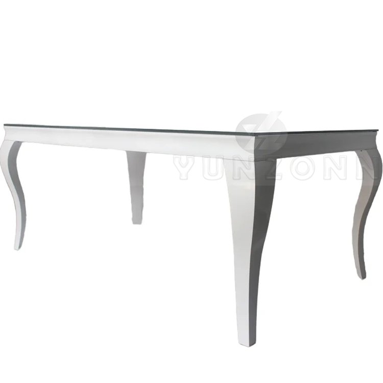 Modern Luxury Stainless Steel Wedding Table Spray White Finish Shiny Mirror Dining Table Furniture Living Room Hall Event