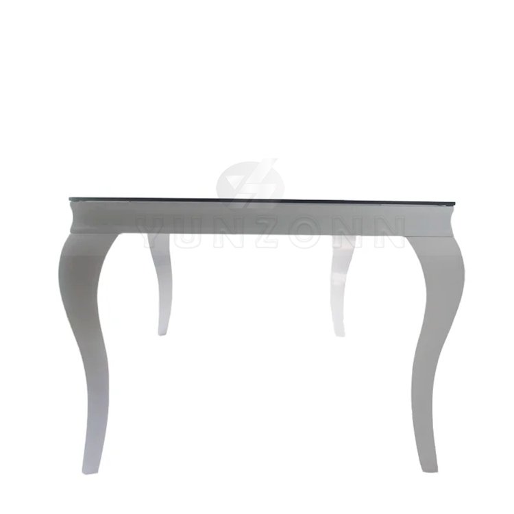 Modern Luxury Stainless Steel Wedding Table Spray White Finish Shiny Mirror Dining Table Furniture Living Room Hall Event