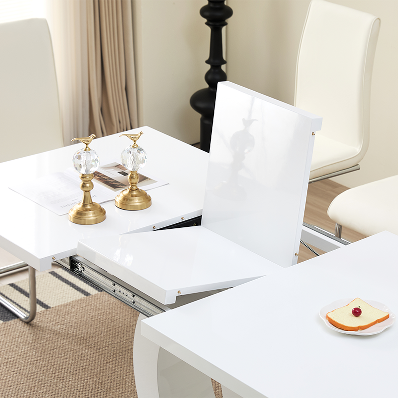 Luxury Modern Restaurant Kitchen Dining Room Table Rectangle Square MDF Wooden Extendable Dinning Table