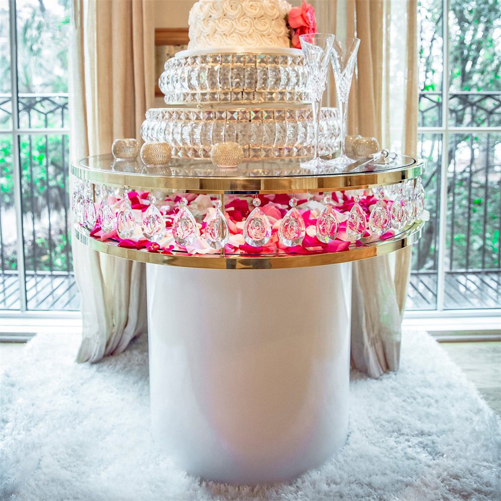Modern Wedding Furniture Gold Design Stainless Steel Round Cake Table