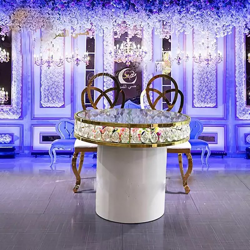 Modern Wedding Furniture Gold Design Stainless Steel Round Cake Table