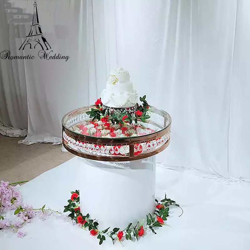 Modern Wedding Furniture Gold Design Stainless Steel Round Cake Table