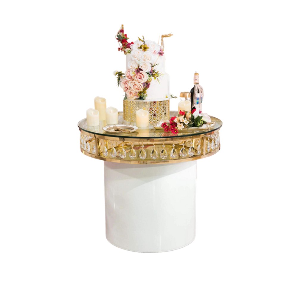 Modern Wedding Furniture Gold Design Stainless Steel Round Cake Table