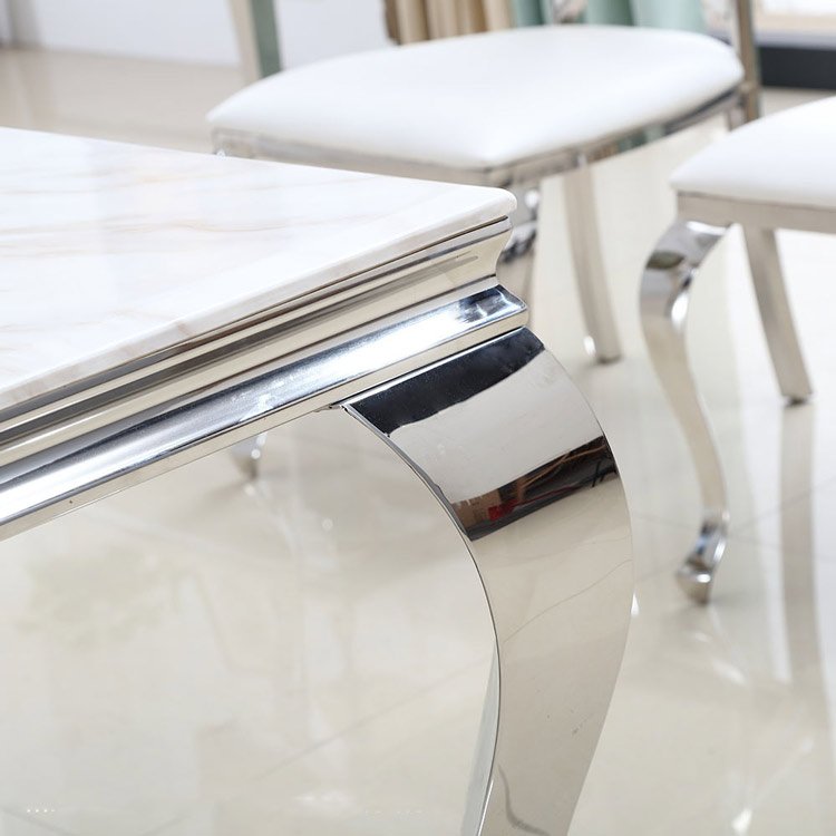 factory price Modern 8 Seat Dining Room Furniture Gold Stainless Steel Marble Dining Table Luxury
