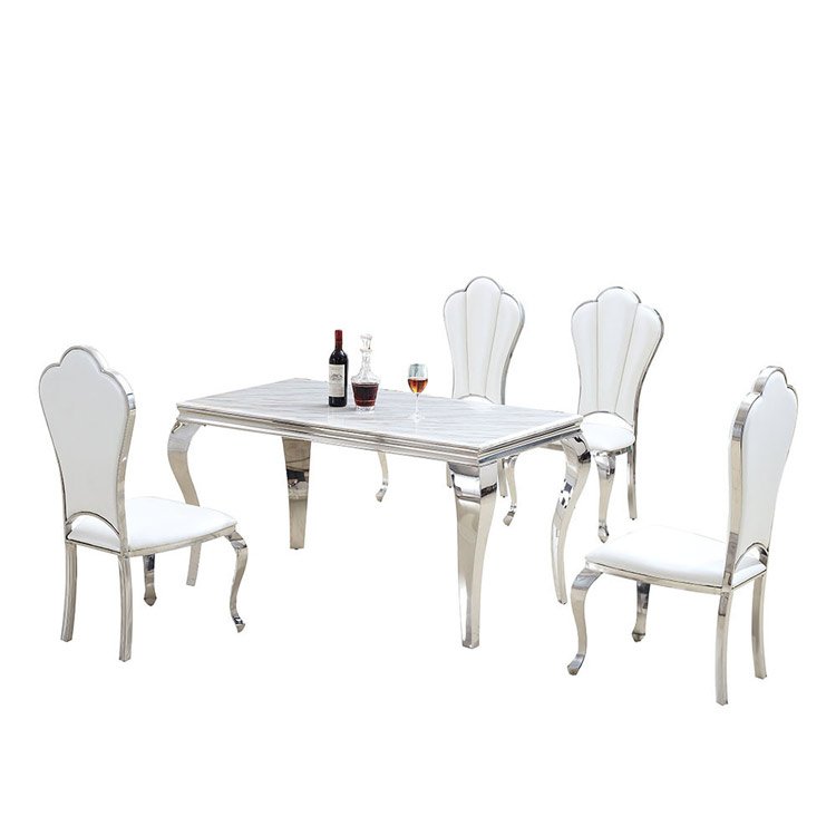 factory price Modern 8 Seat Dining Room Furniture Gold Stainless Steel Marble Dining Table Luxury