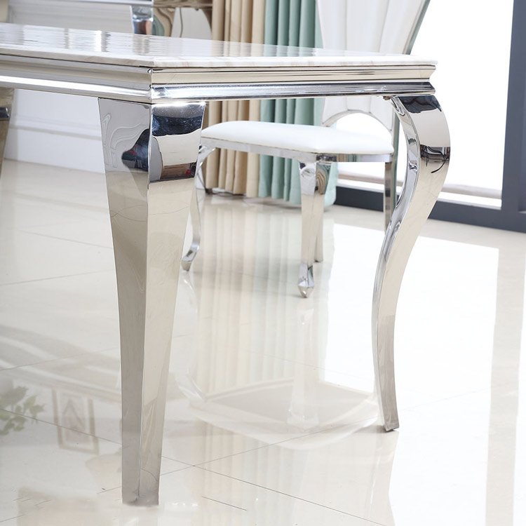 factory price Modern 8 Seat Dining Room Furniture Gold Stainless Steel Marble Dining Table Luxury