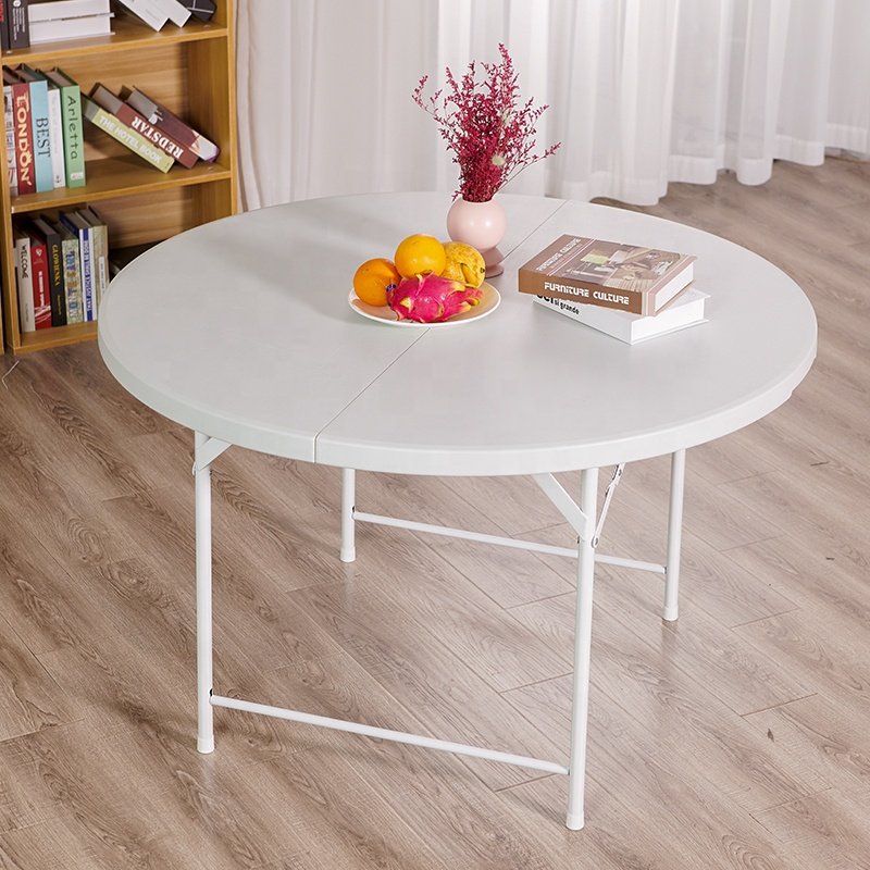 Restaurant kitchen with hot white plastic folding round table