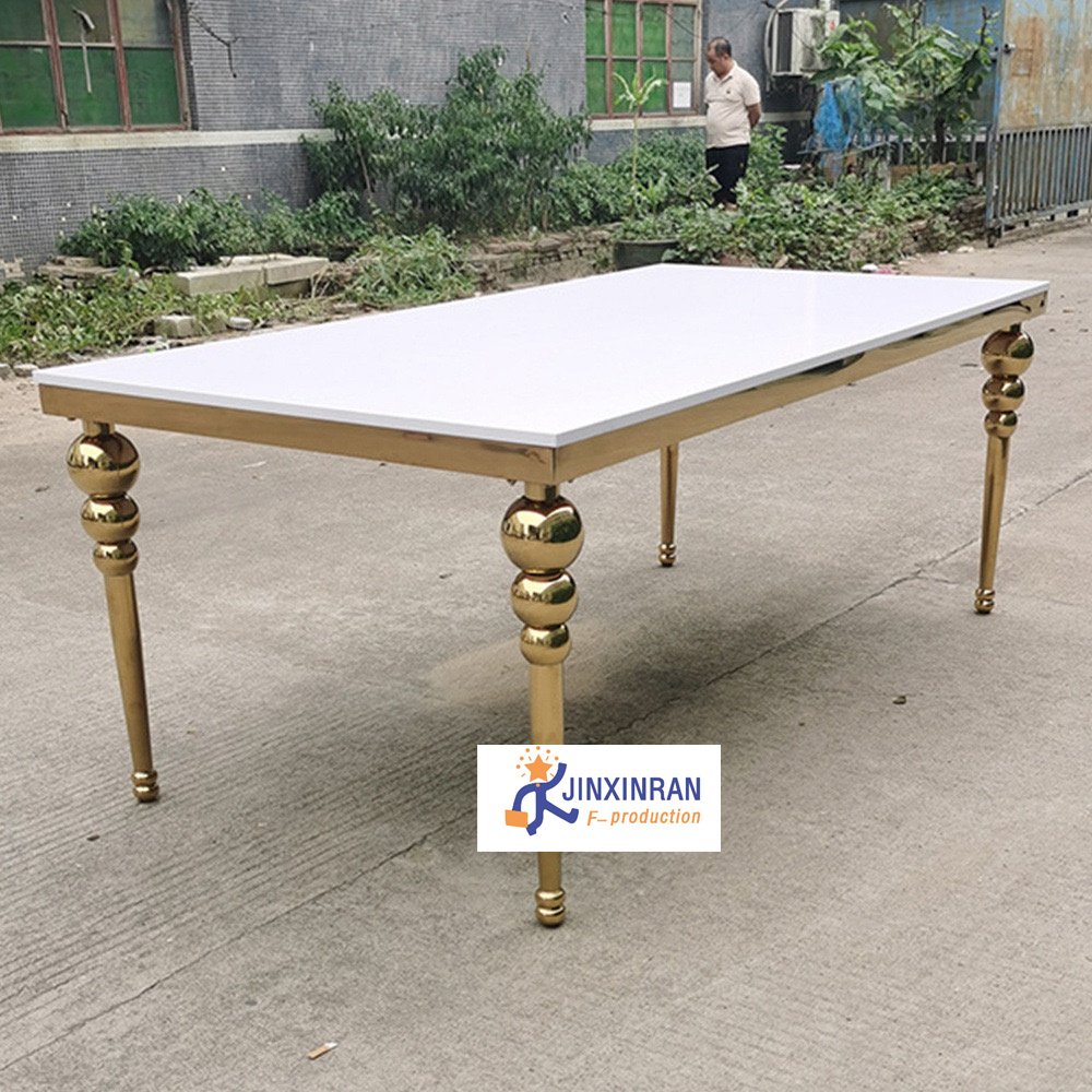Wholesale stainless steel gold frame luxury wedding dining table set for events wedding party