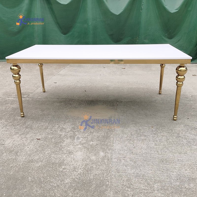 Wholesale stainless steel gold frame luxury wedding dining table set for events wedding party
