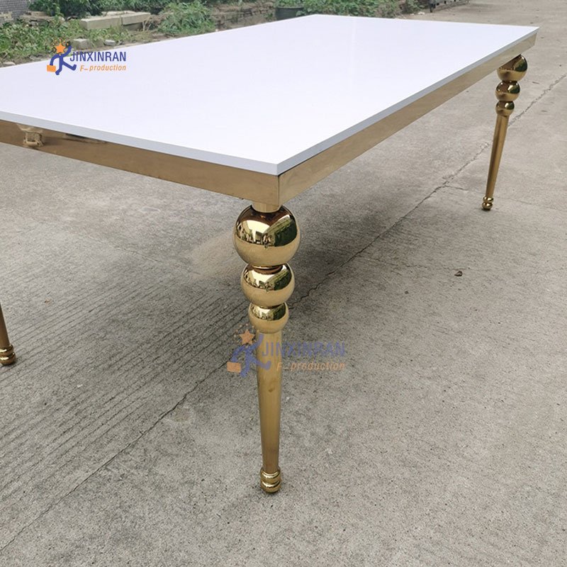 Wholesale stainless steel gold frame luxury wedding dining table set for events wedding party