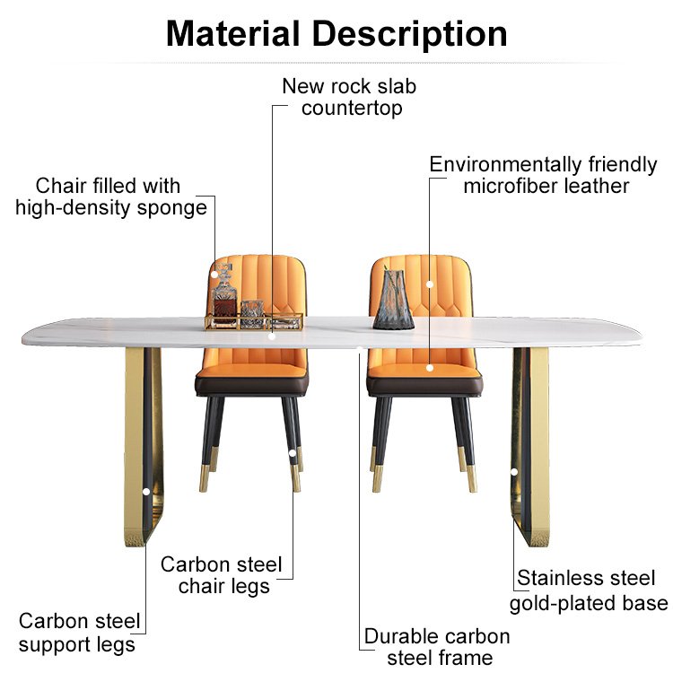 2024 Popular Nordic Style Modern Luxury 6 Seater Dining Table Set