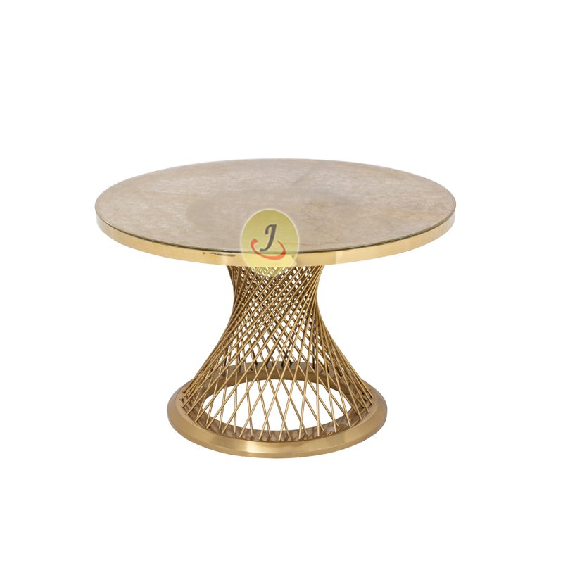 modern luxurious party stainless steel gold round cake table party event wedding table for sale