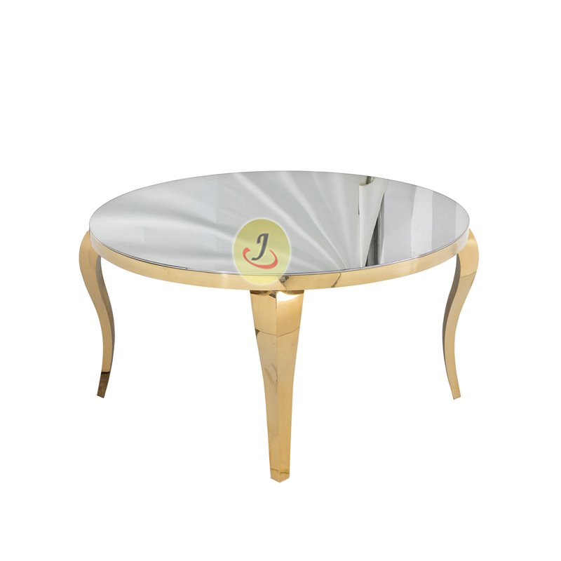 modern luxurious party stainless steel gold round cake table party event wedding table for sale