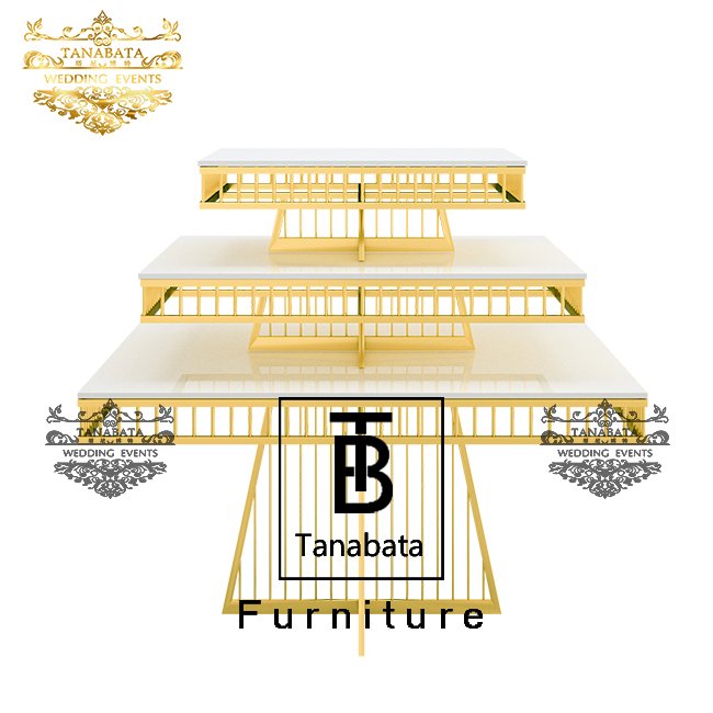 Fancy design golden metal bride and groom table for wedding and event