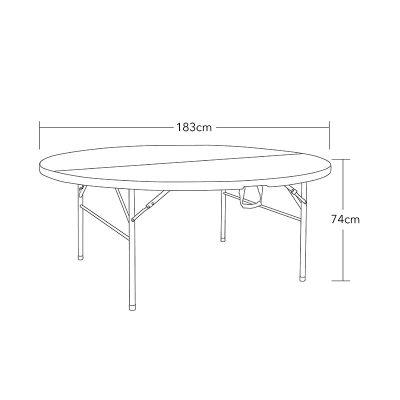 Customized 6ft 72inch HDPE Tabletop 10 Seater Wedding Banquet Dining Foldable Plastic Round Tables for Events Party