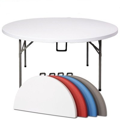 Customized 6ft 72inch HDPE Tabletop 10 Seater Wedding Banquet Dining Foldable Plastic Round Tables for Events Party