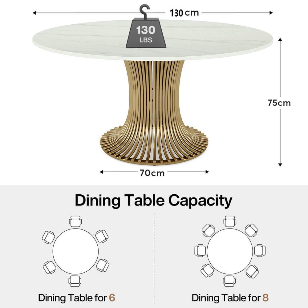 Dining Room Furniture Golden Brushed Stainless Steel Luxury Modern Sintered Stone Top Round Dining Table