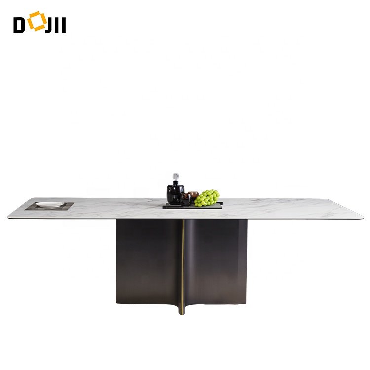 Luxury 6 Seater Dining Table Set Porcelain Furniture Convertible Sintered Stone Desk for Home Apartment Villa or Hotel Use