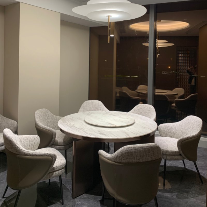 Italian Modern Designer round Dining Table with Turntable Minimalist Natural Marble Villa Restaurant Hotel Kitchen Application