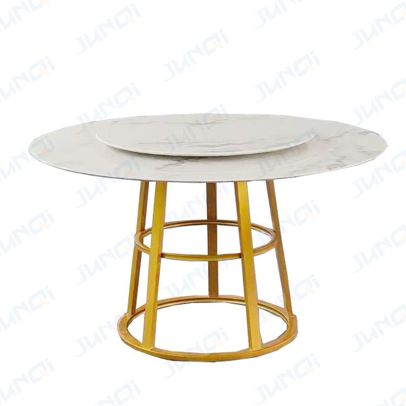 Factory wholesale customized size gold silver color round marble glass luxury dining table set 10 seater
