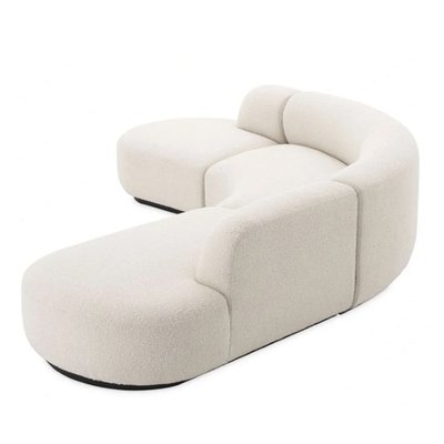 Italian Light Luxury Curved Sofa with Irregular Corner and Large Family Living Room Design Teacher' Milk White Sofa