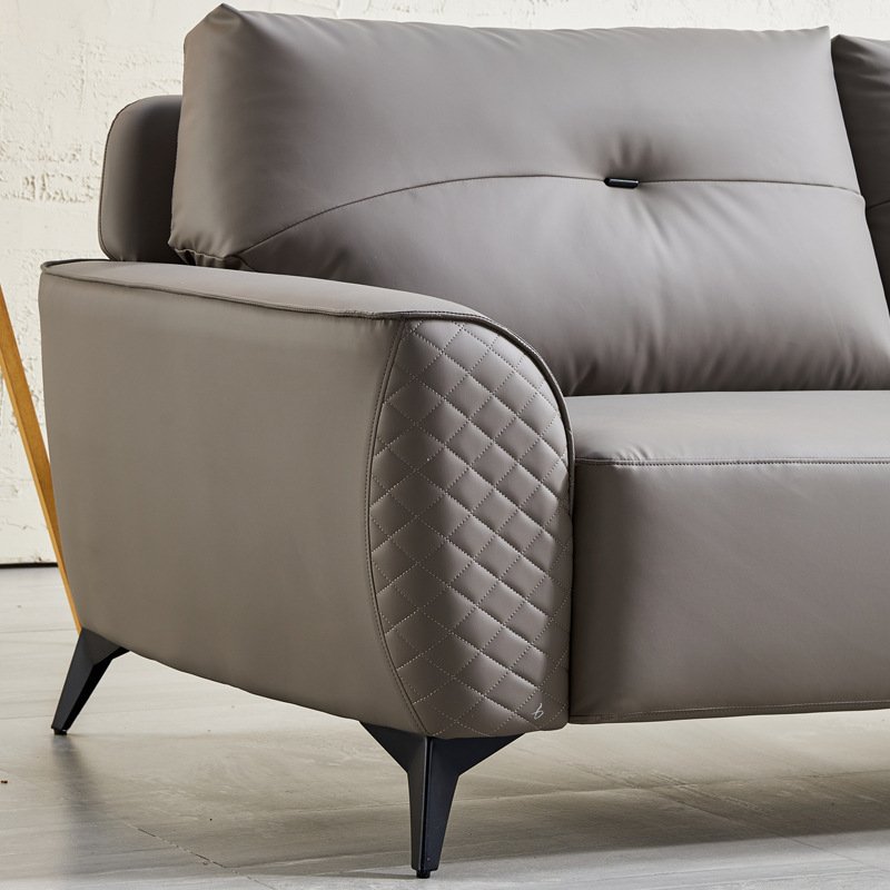 Modern European Design Three-Seat Modular Office Sofa Gray Leather Fabric Business Hotel Reception Area Living Room Hall Leisure