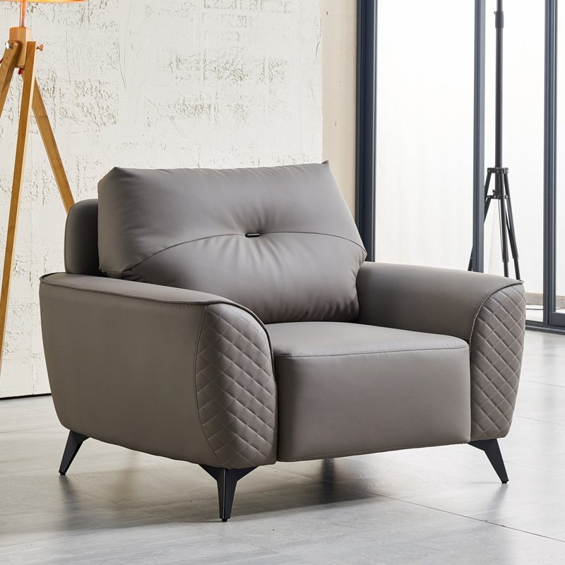 Modern European Design Three-Seat Modular Office Sofa Gray Leather Fabric Business Hotel Reception Area Living Room Hall Leisure