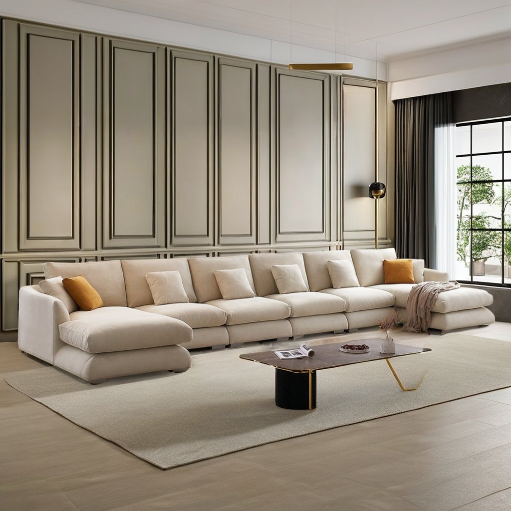 Modern Leisure Modular Corner Living Room Sofa Set Soft Fabric L-Shape Furniture Removable Cover Section Features Chaise Sofa