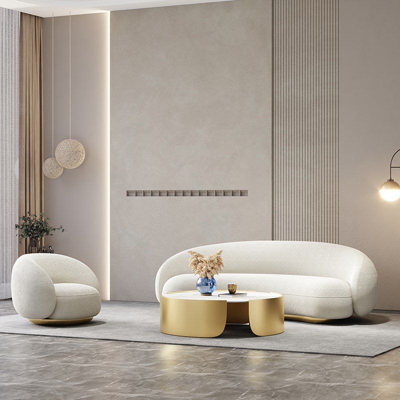 Fashion Design Modern Style Hotel Reception Salon Sofa Set Nordic Small Apartment Luxury Single Seat Lazy Curved Sofa