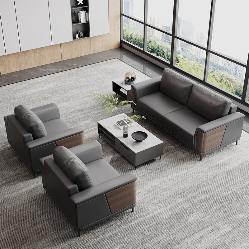 Luxury Modern Office Sofa Set Modular Leather Business Lounge Area VIP Reception Sofa with Coffee Table
