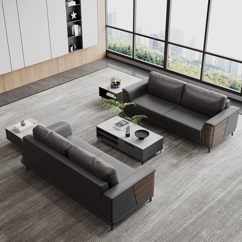 Luxury Modern Office Sofa Set Modular Leather Business Lounge Area VIP Reception Sofa with Coffee Table