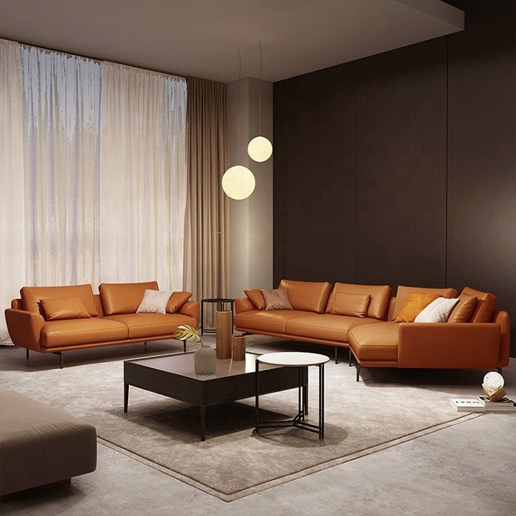Top china Italy style exotic real leather home furniture living room luxury corner sofas