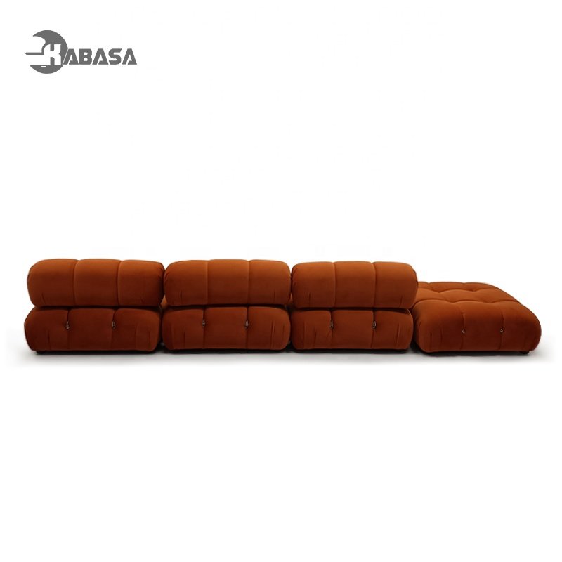 Kabasa Nordic l shape Sectional sofa With Ottoman Modular Combination Velvet Mario Bellini Sofa Long Couch