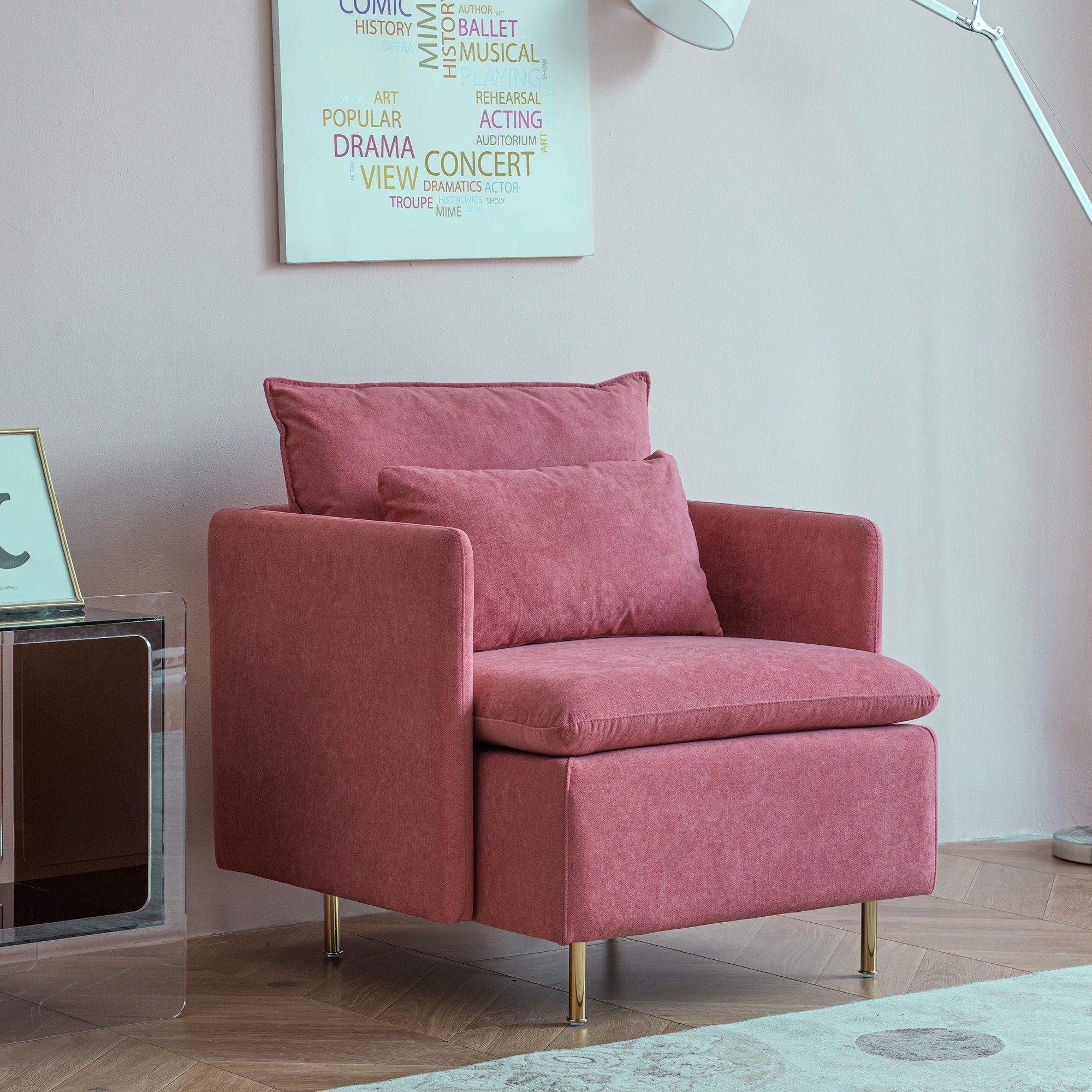 New design pink color salon chair one single seater sofa chair for home living room loft apartment office sofa furniture