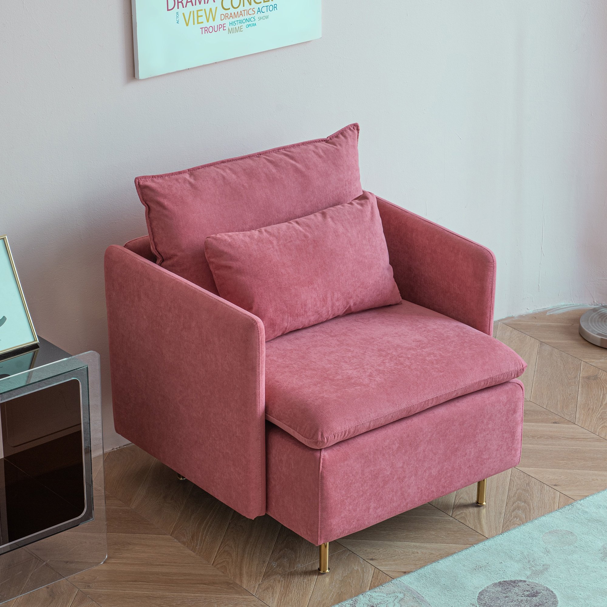 New design pink color salon chair one single seater sofa chair for home living room loft apartment office sofa furniture