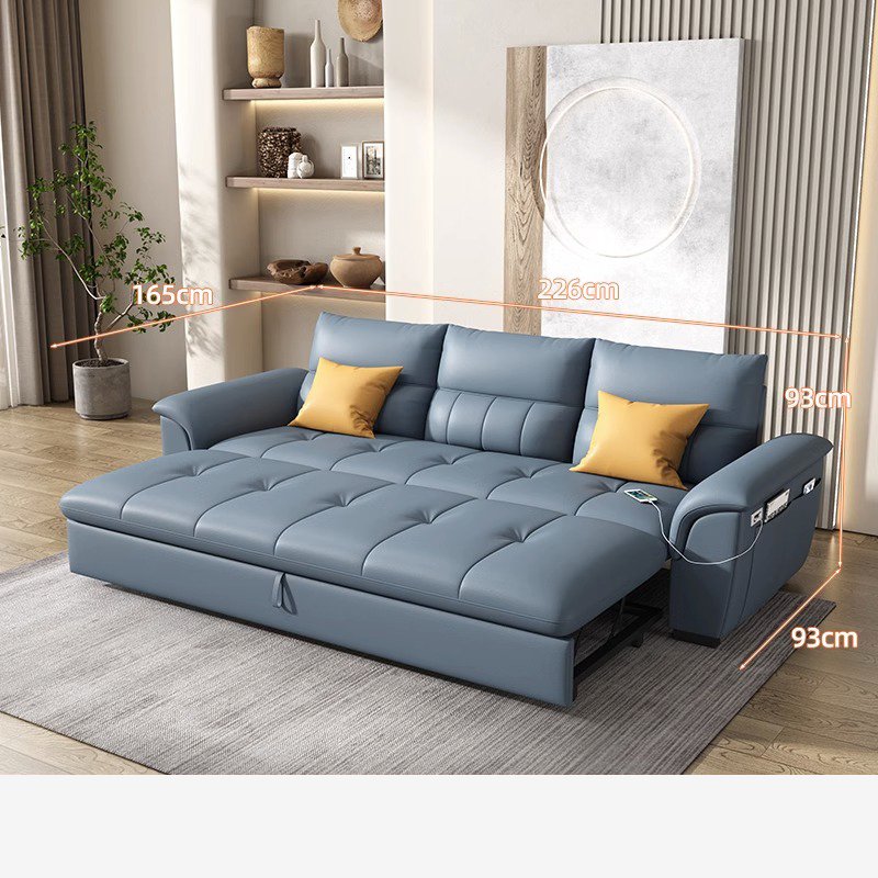 Italian Head Layer Cowhide Electric Multi-functional Leather Sofa Bed Dual Purpose Living Room Combination Four-seat Corner Sofa