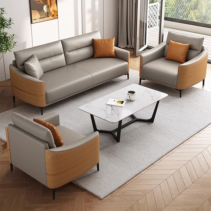 Modern Nordic Design Modular 2-Seater Leather Office Sofa Set European Style Schools Workshops Home Offices Commercial Reception