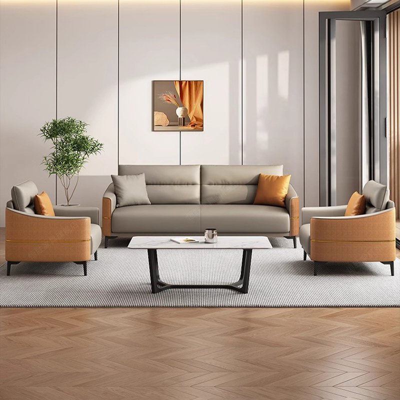 Modern Nordic Design Modular 2-Seater Leather Office Sofa Set European Style Schools Workshops Home Offices Commercial Reception