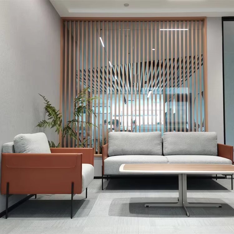 Modern Modular Office Sofa Set PU Leather and Fabric Cover couch for Living Room Hotel School Hospital Use