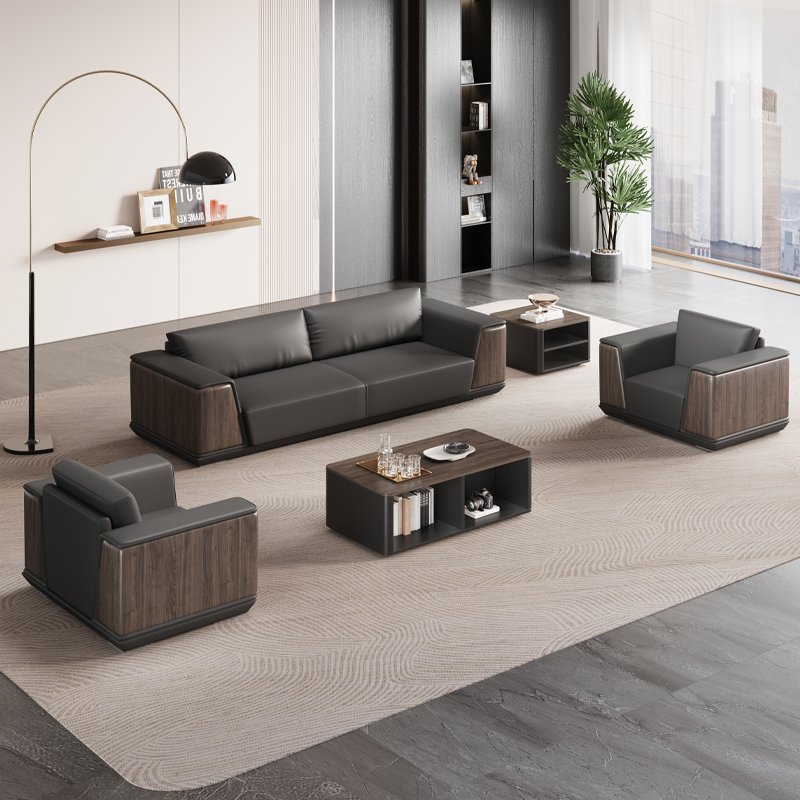 Modern Nordic Design Modular 2-Seater Leather Office Sofa Set European Style Schools Workshops Home Offices Commercial Reception