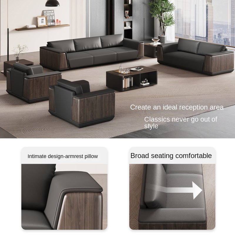 Modern Nordic Design Modular 2-Seater Leather Office Sofa Set European Style Schools Workshops Home Offices Commercial Reception