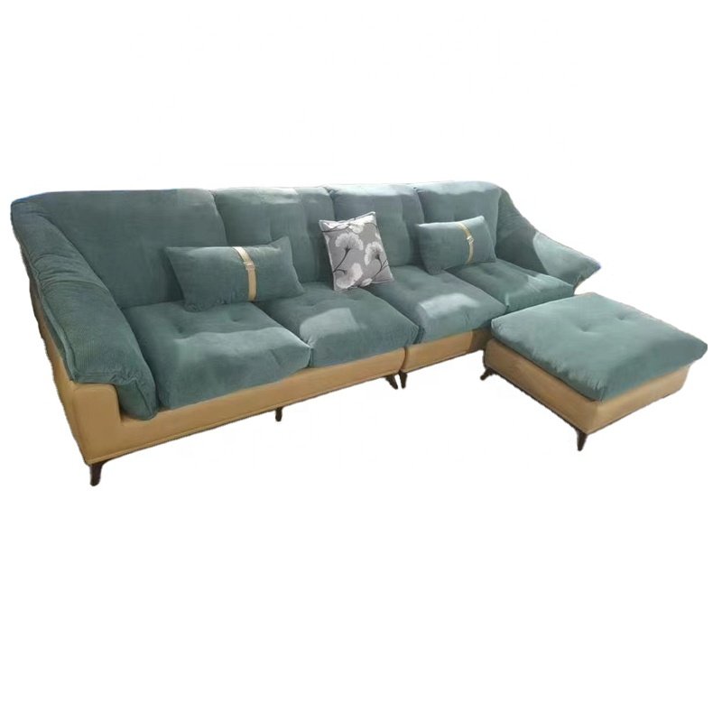 Chinese factory modern living room furniture, customized L-shaped fabric sofa hotel corner fabric velvet sofa