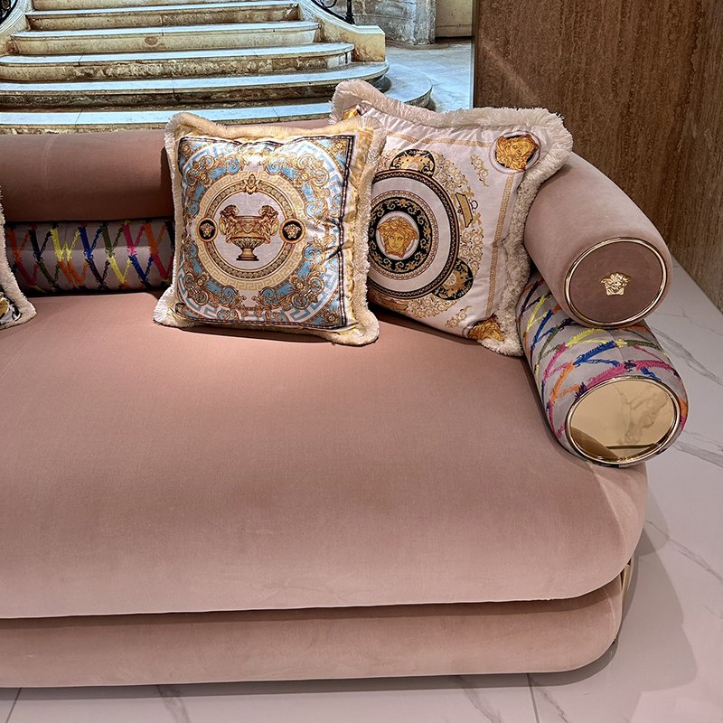 High-end three seater sectional sofa set furniture luxury modern pink velvet couch living room sofas