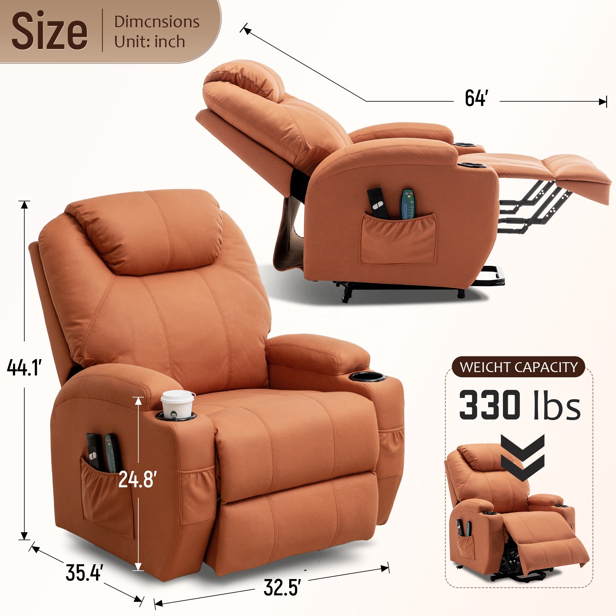 Reclining Sofa Reclinable Leisure Massage Heating Chair Leather Recliner Electric Sofa