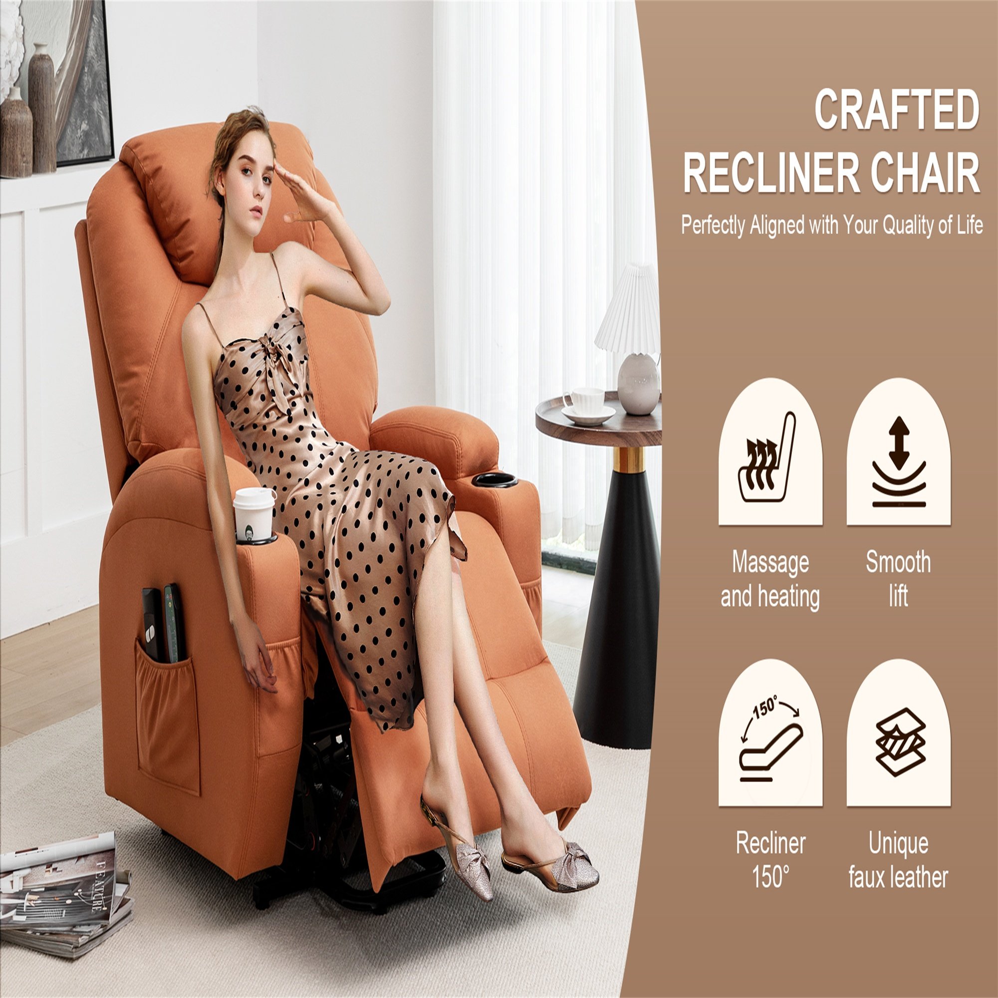 Reclining Sofa Reclinable Leisure Massage Heating Chair Leather Recliner Electric Sofa