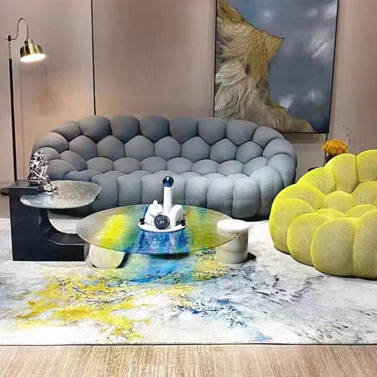 Contempo living room italian style art mueble velvet fabric coffee shop comfortable fabric sofa